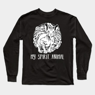 Sphynx Cat - My Spirit Animal - Cute Line-Art Cat Long Sleeve T-Shirt